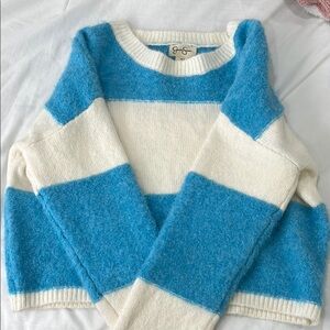 Cozy Blue and White Cardigan Sweater